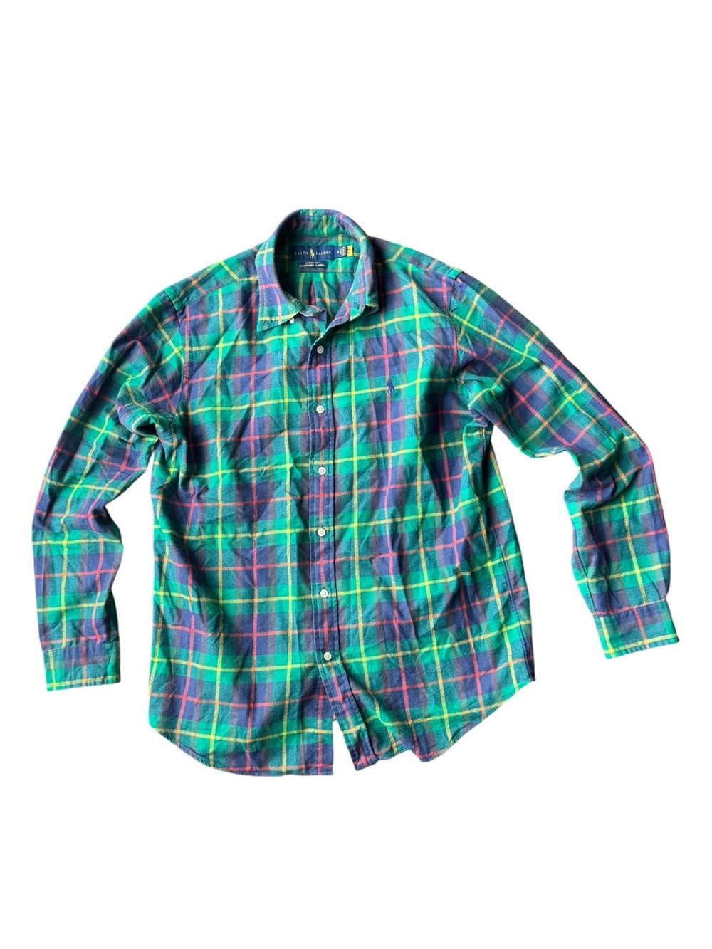 Ralph Lauren Green & Blue Plaid Button-Down Shirt Size M